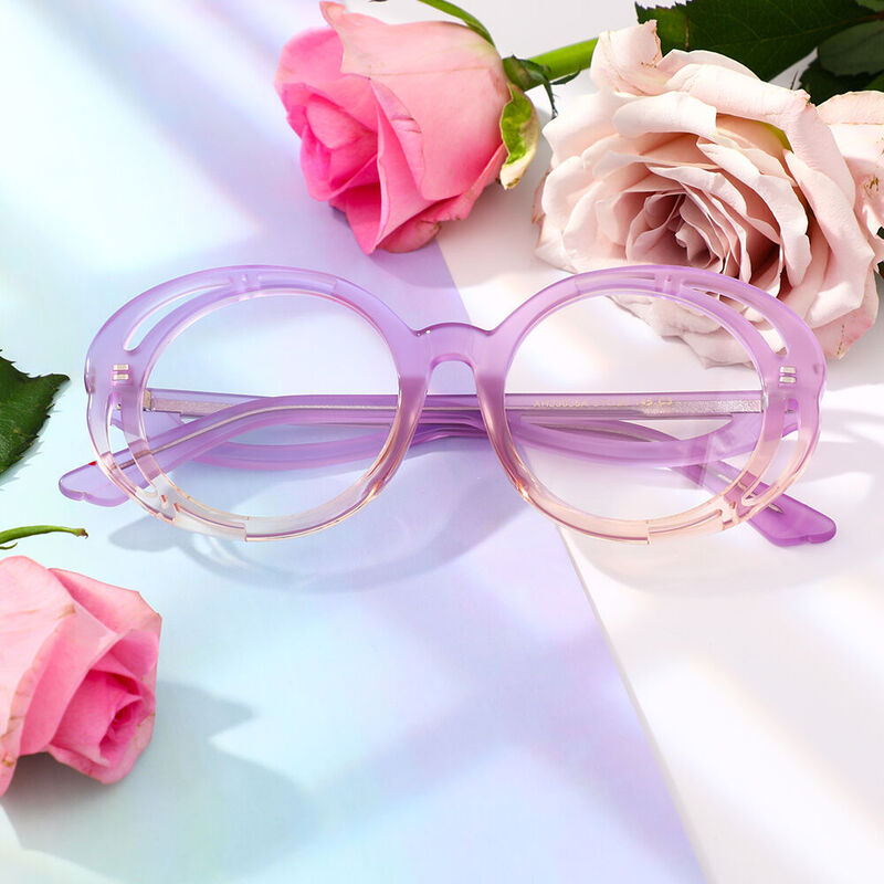 Nahu Round Purple Glasses