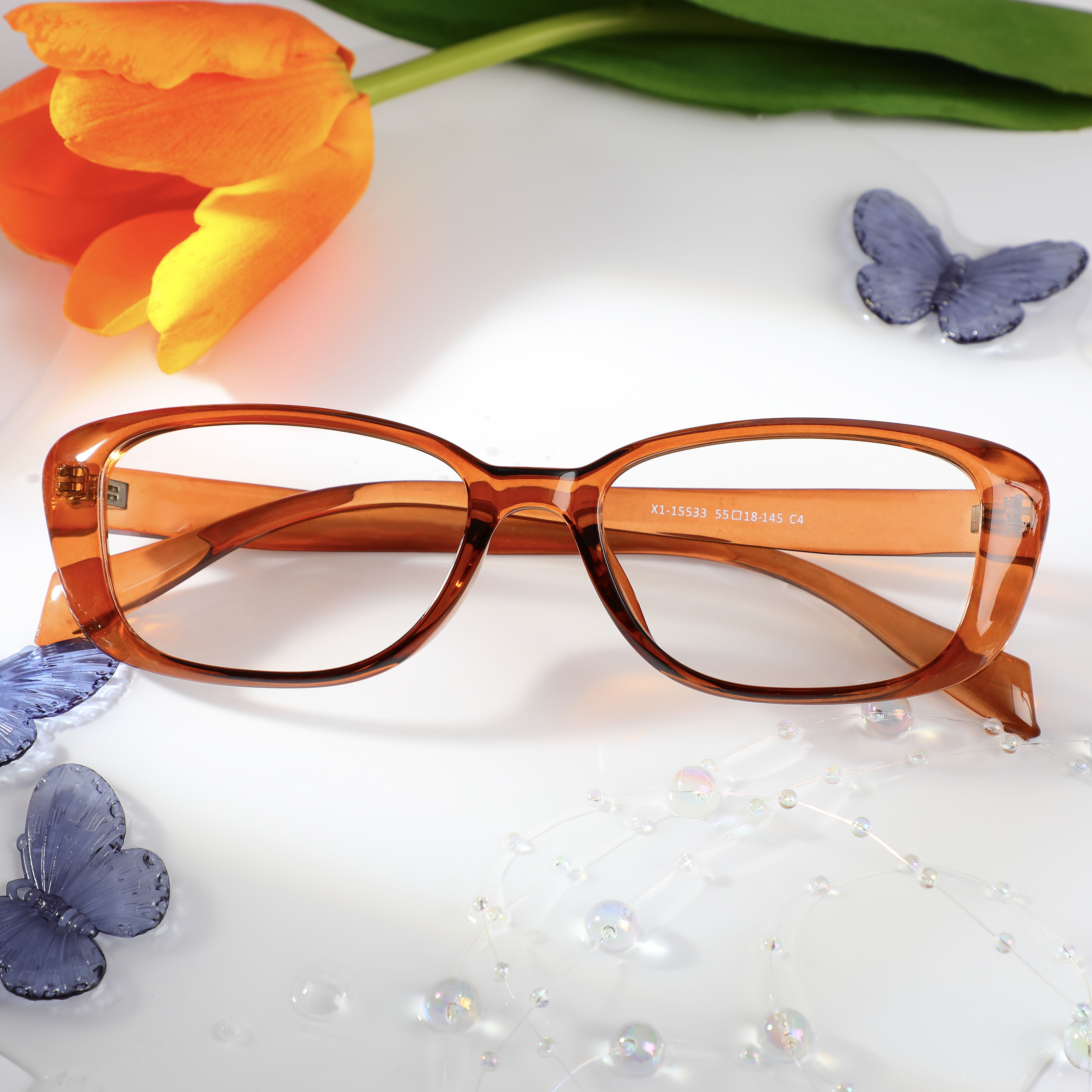 Moira Rechteckige Braune Brille