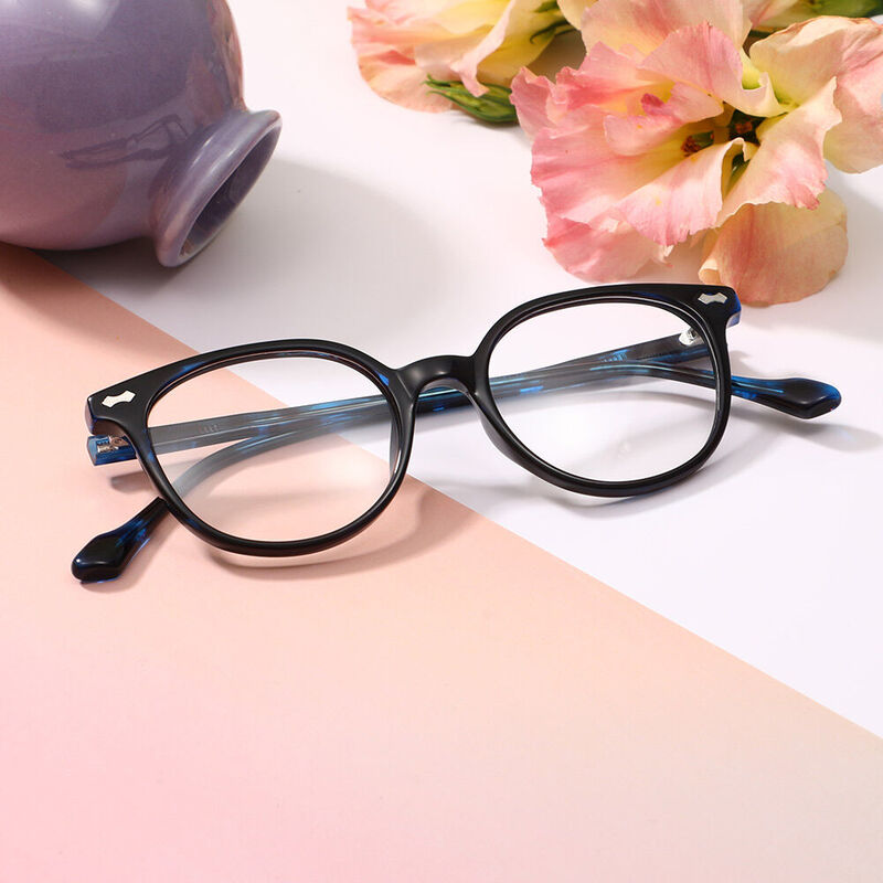 Jen Round Blue Glasses