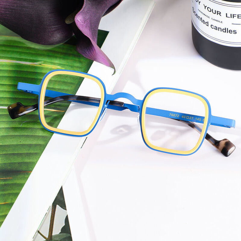 Benjamie Quadratische Blaue Brille
