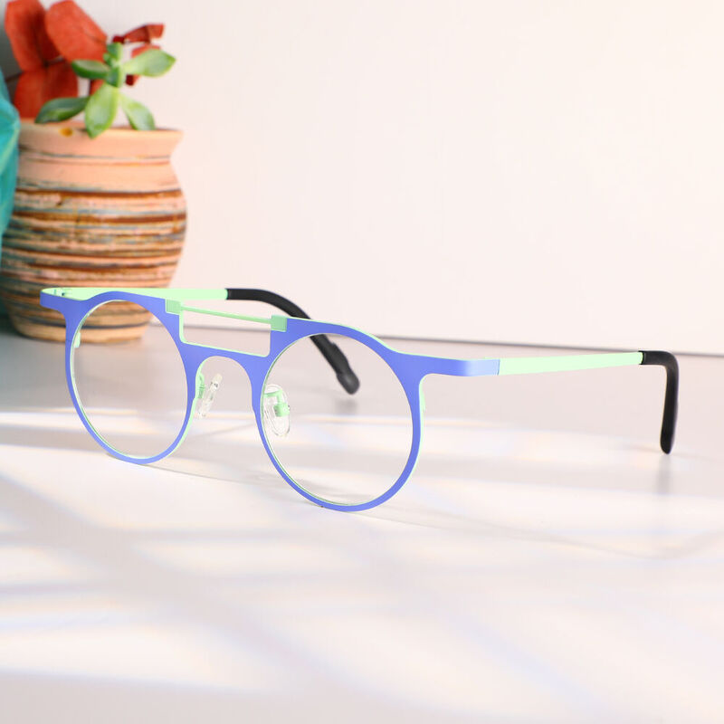 Woolley Round Blue Glasses