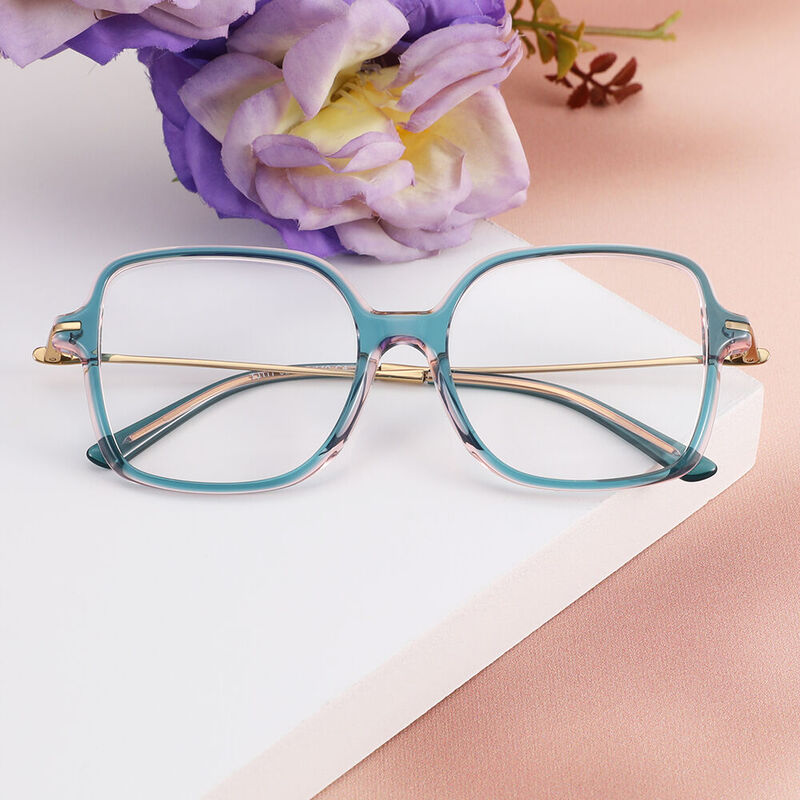 Wallace Geometric Green Glasses