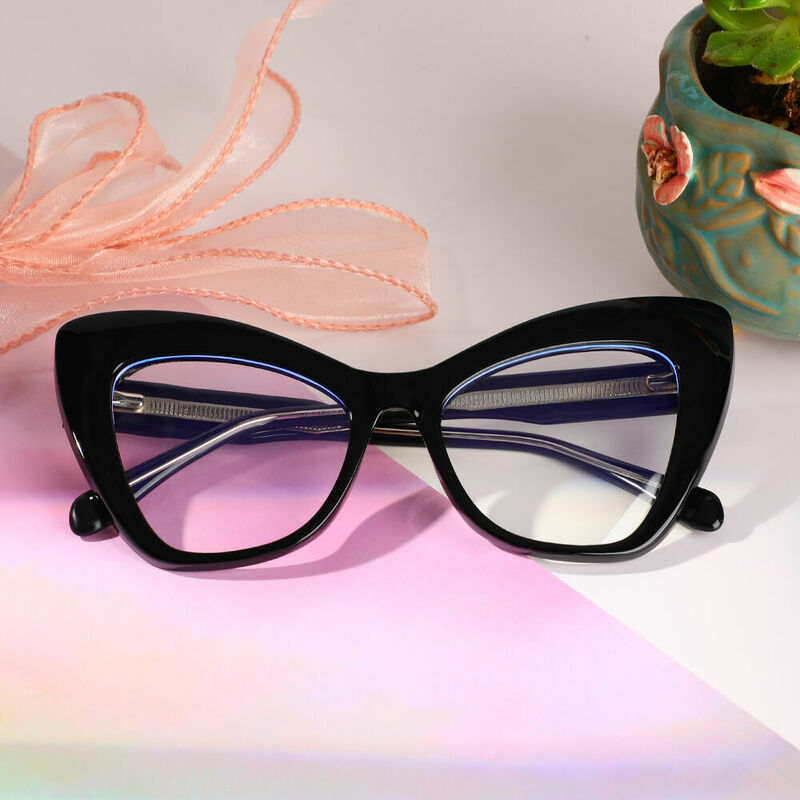 Huggins Cat Eye Black Glasses