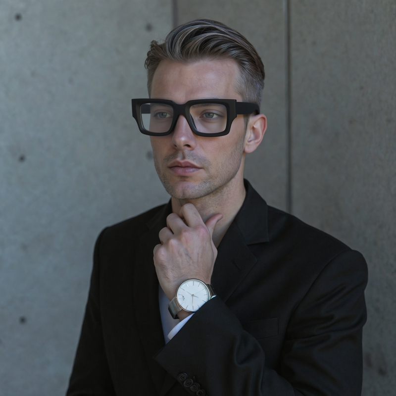 Baron Quadratische Schwarze Brille