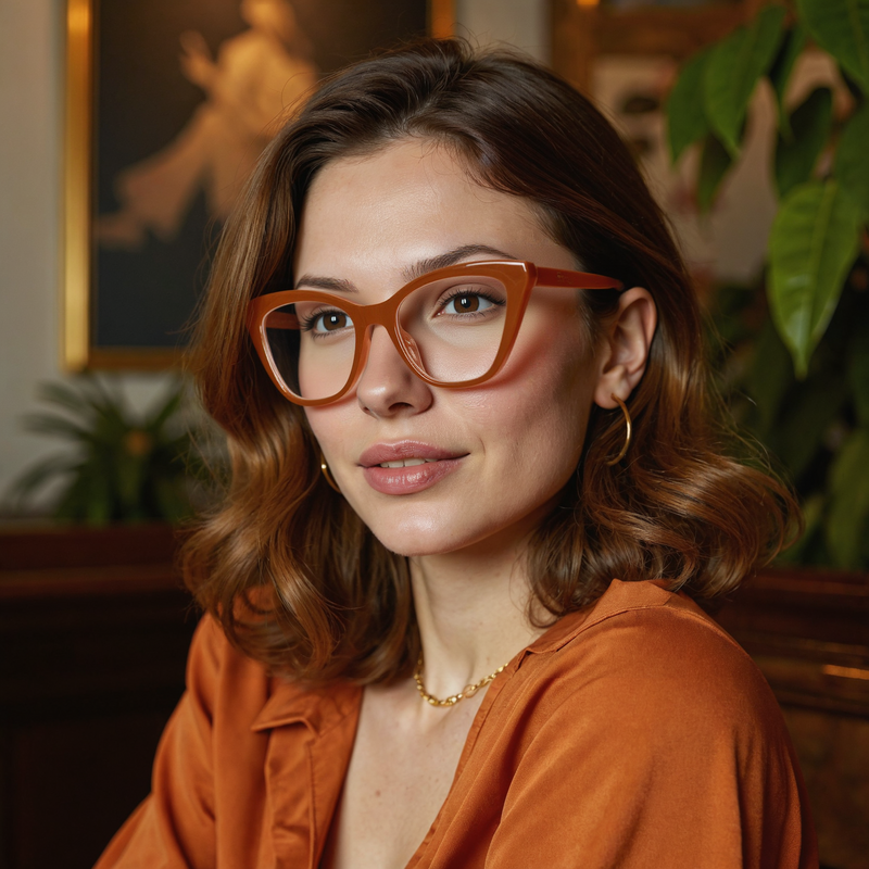 Xenia Cat Eye Brown Glasses
