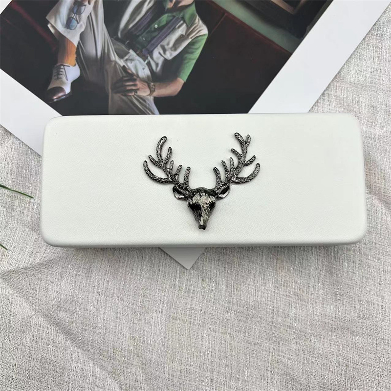 Elk Antlers White Glasses Case