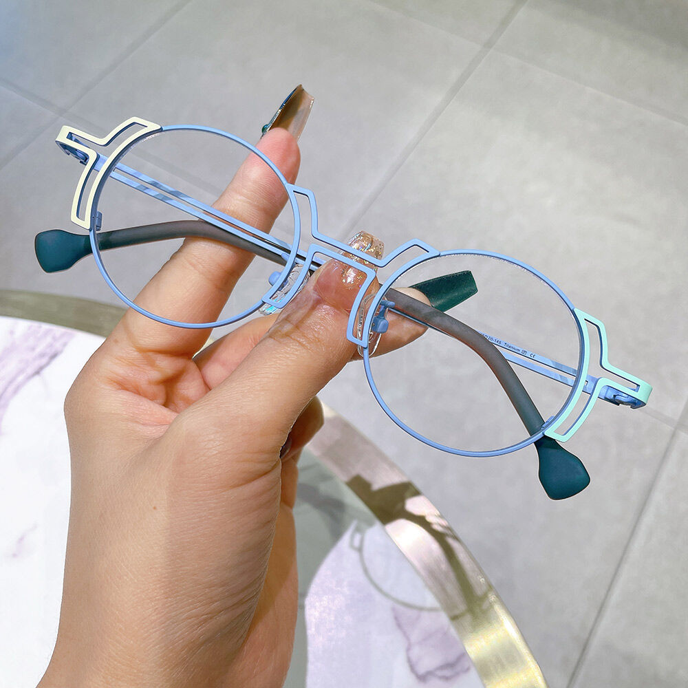 Kathleen Round Blue Glasses