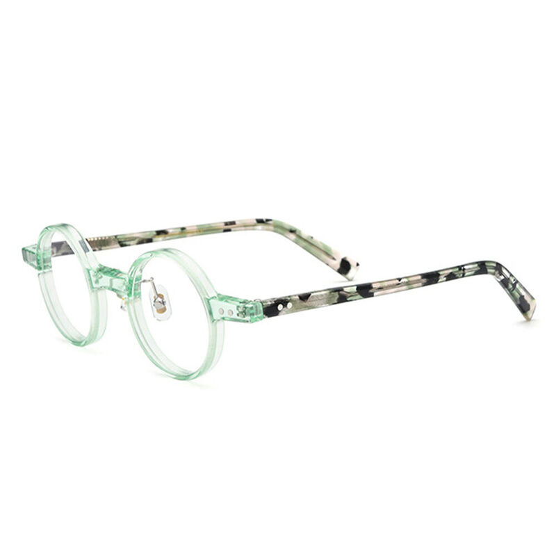 Davies Round Green Clear Glasses