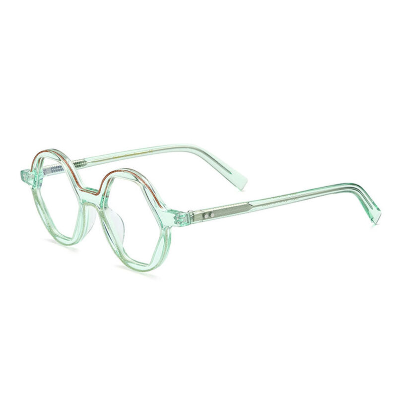 Tennant Round Green Clear Glasses