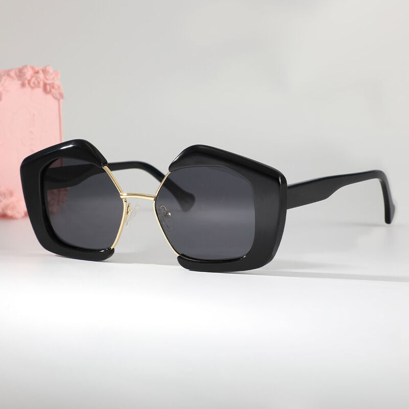 Cicely Geometrische Schwarze Sonnenbrille