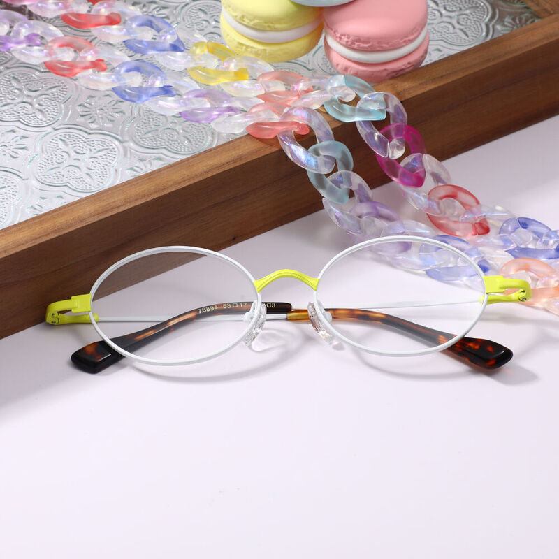 Clife Oval White Glasses