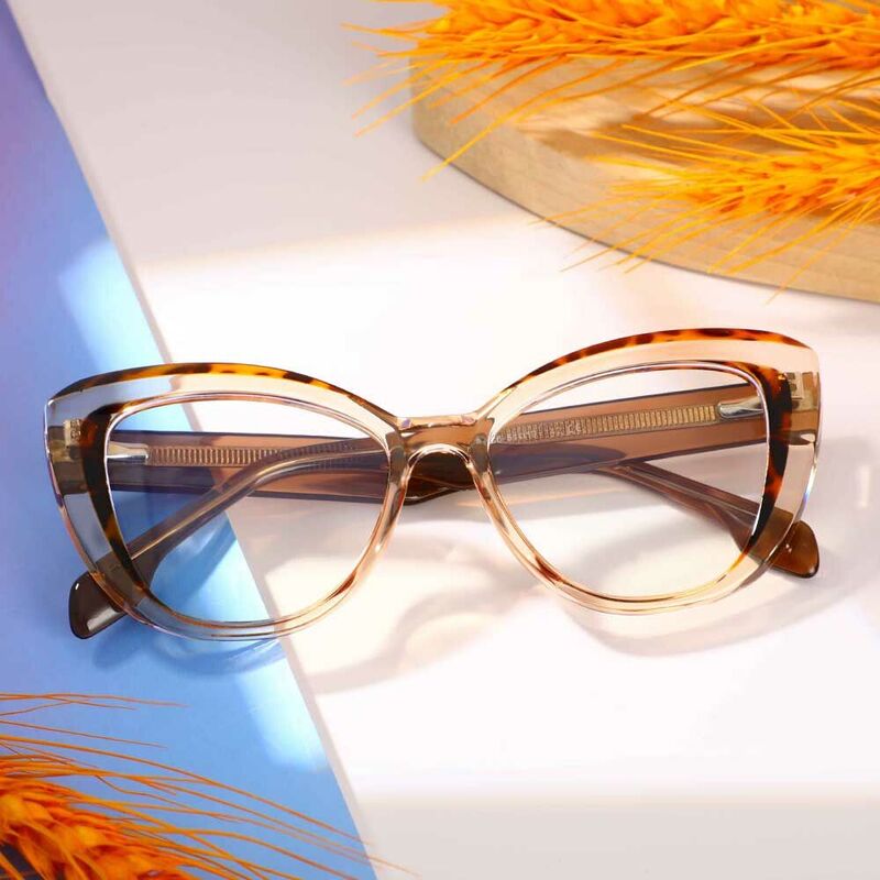 Rockefelle Cat Eye Brown Glasses