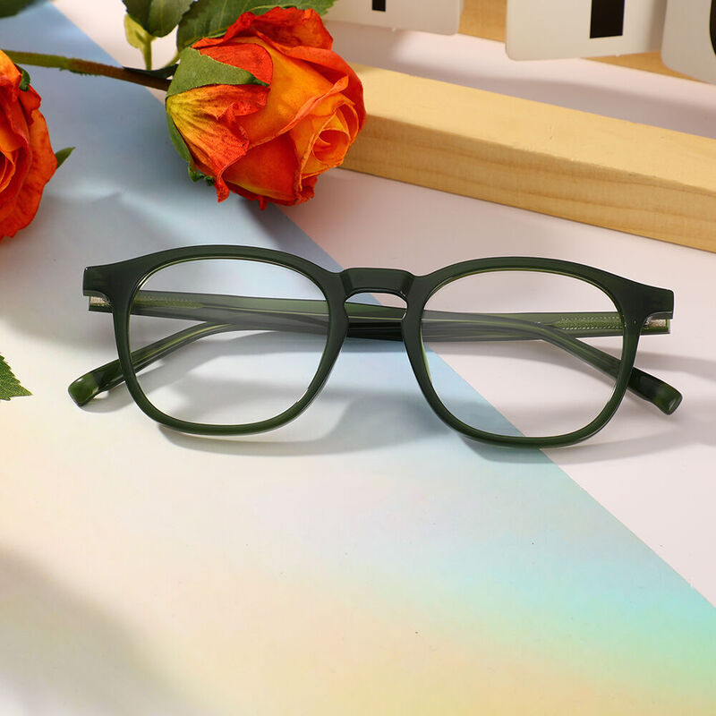 Edmund Square Green Glasses