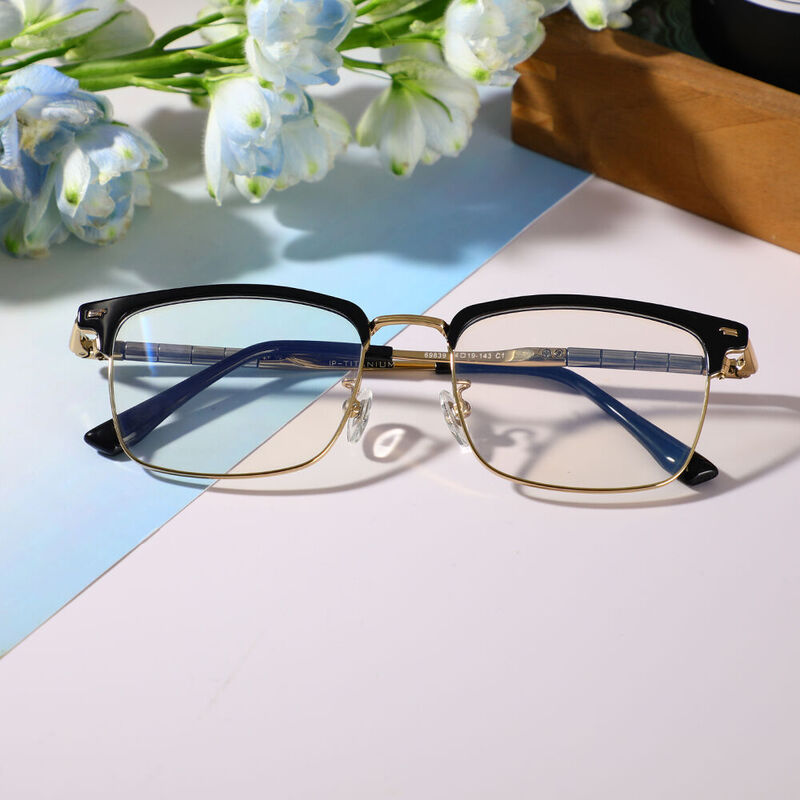 Sapir Browline Black Gold Glasses