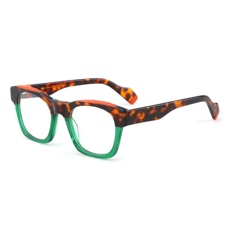 Hagen Square Green Glasses