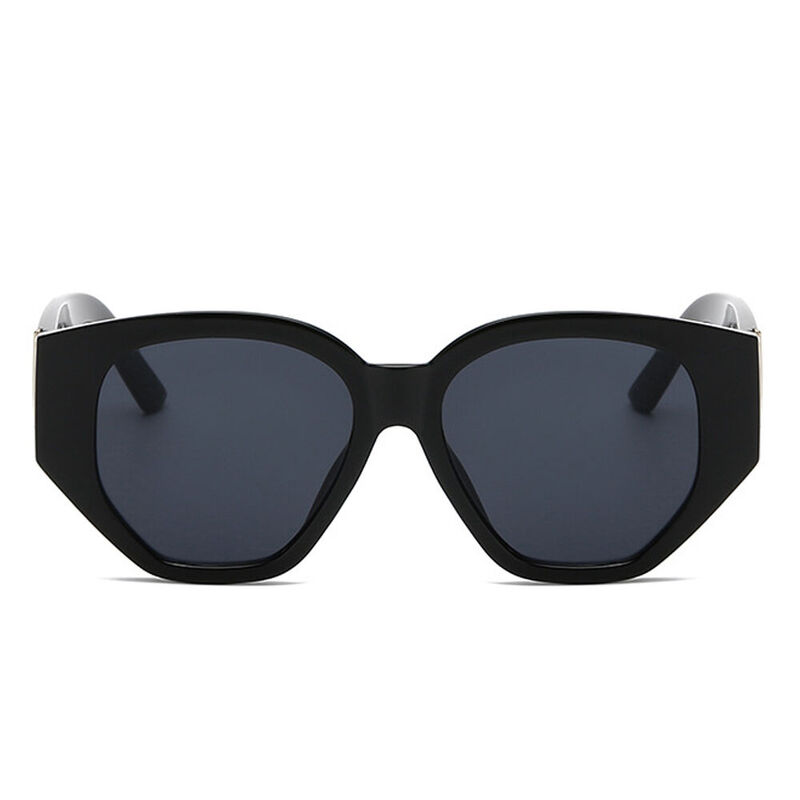 Winifred Geometric Black Sunglasses
