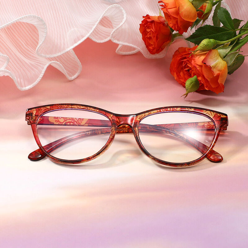 Frona Oval Brown Floral Glasses