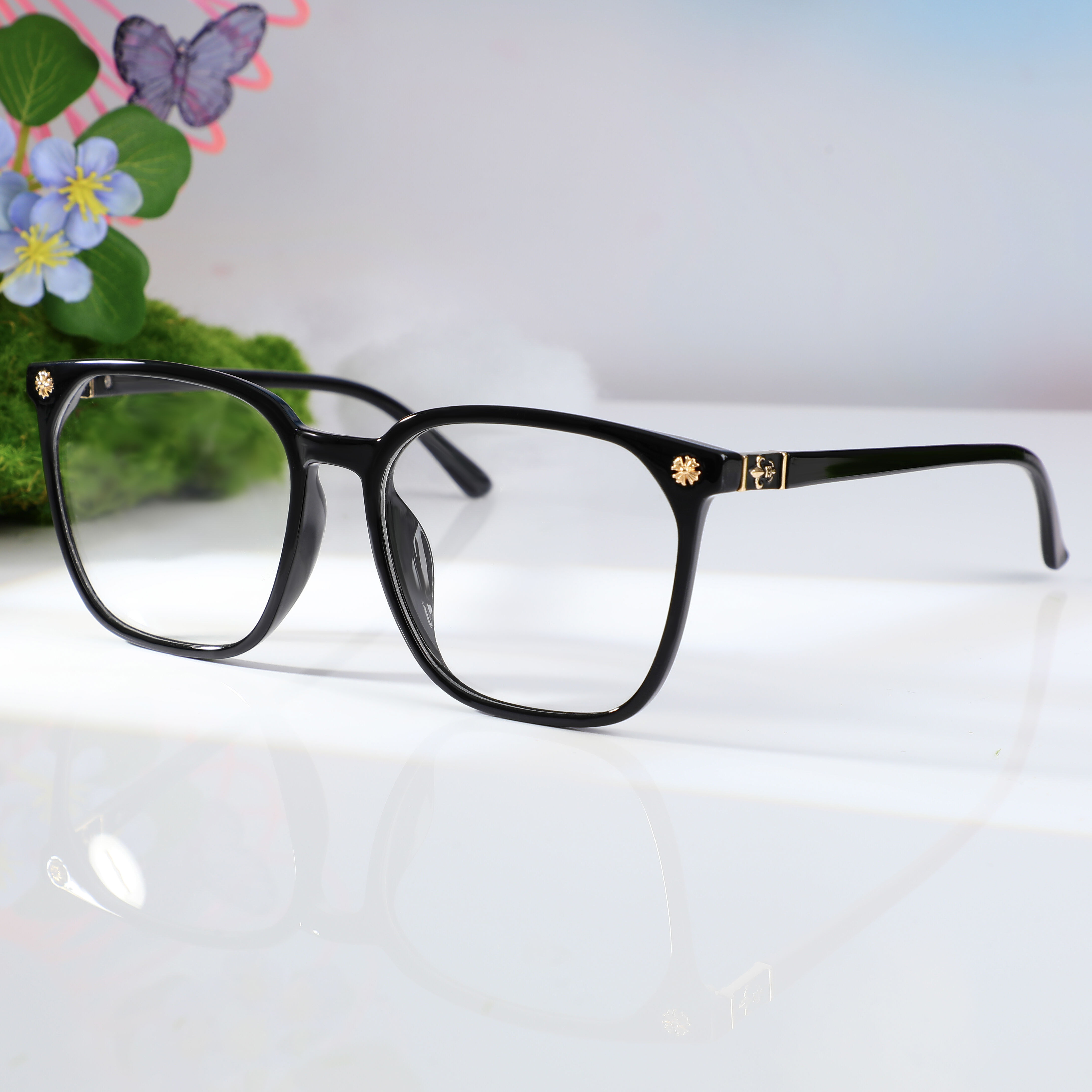 Belinda Quadratische Schwarze Brille