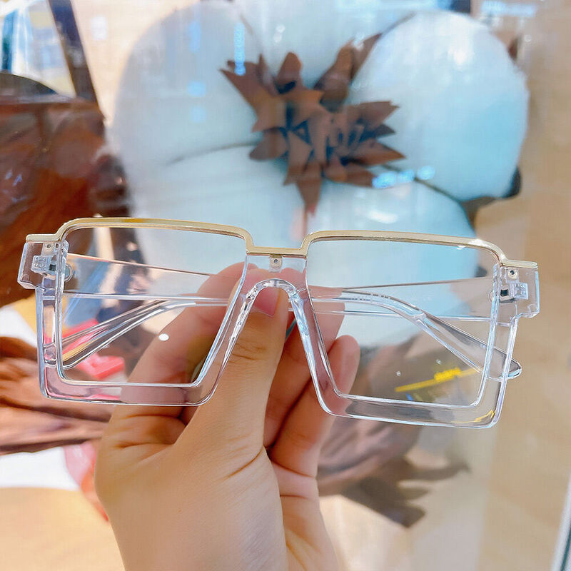 Une Square Clear Glasses