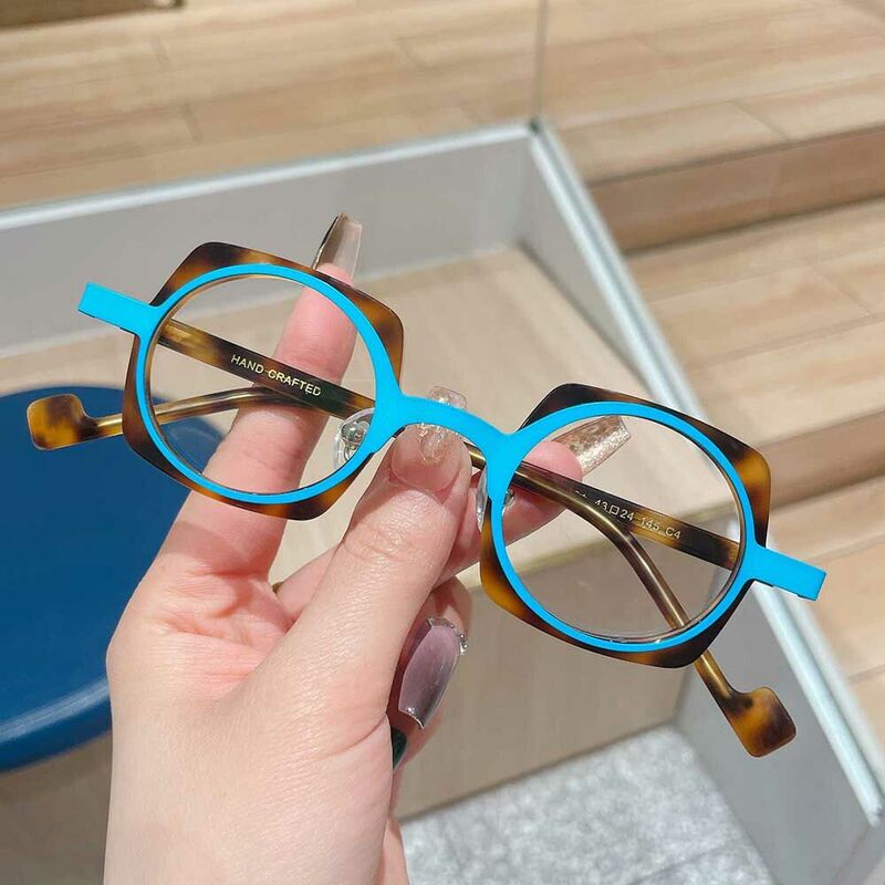 Nina Quadratische Blaue Schildkröte Brille