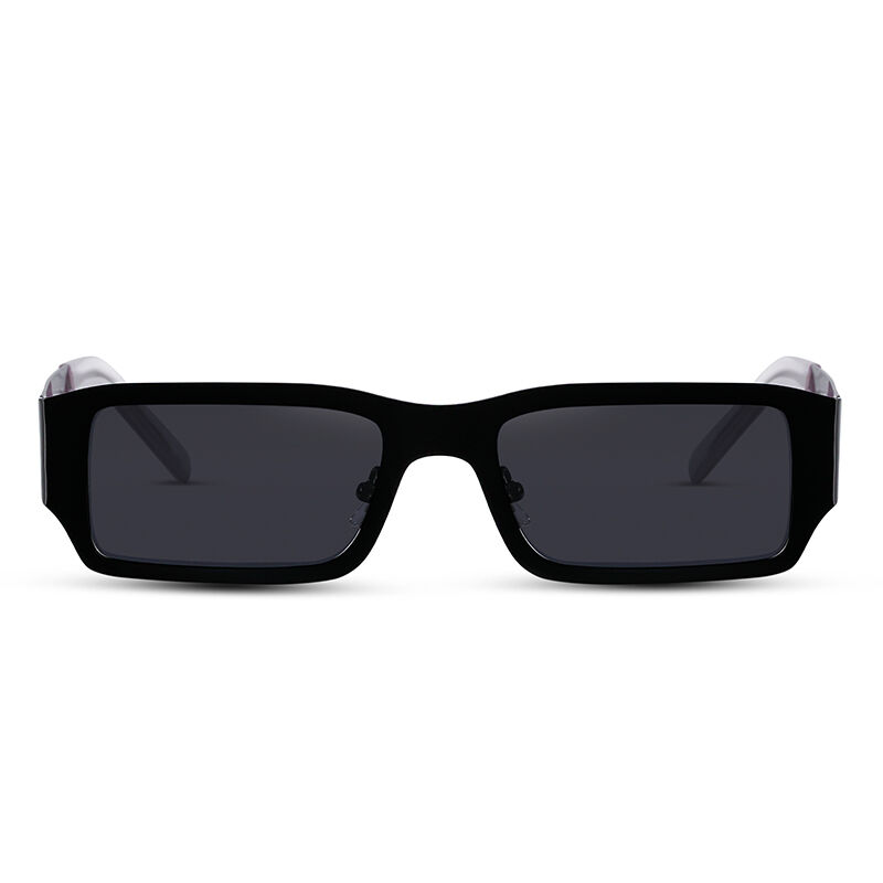 Perspective Rectangle Black Sunglasses