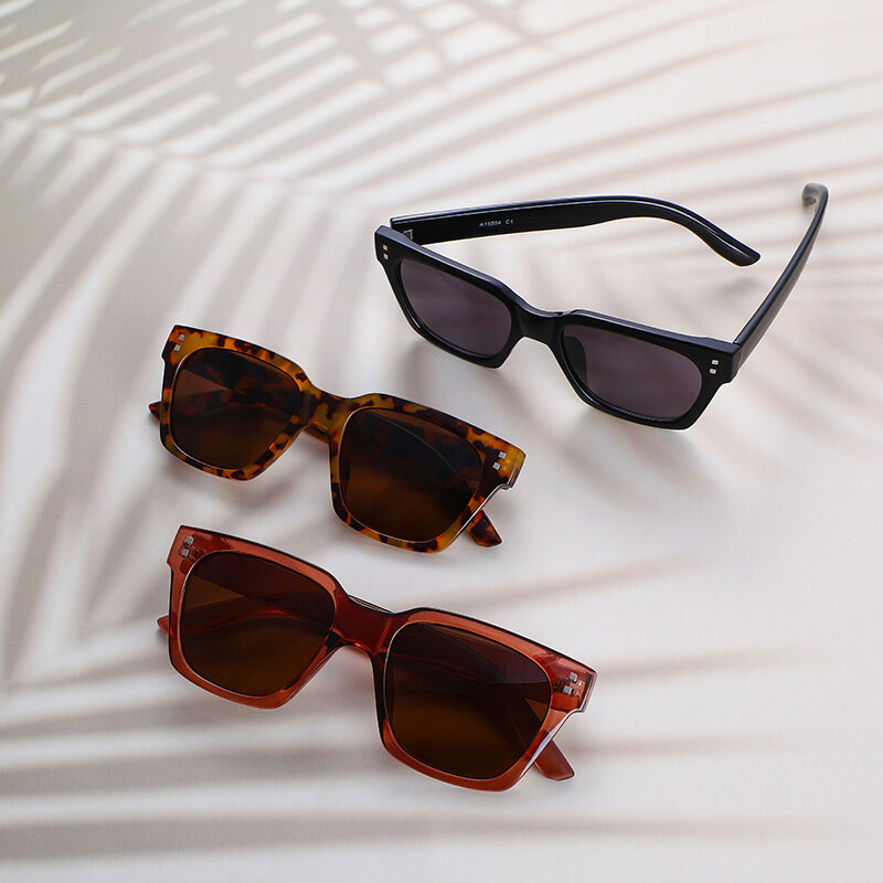 Sugar Cube Rectangle Brown Sunglasses