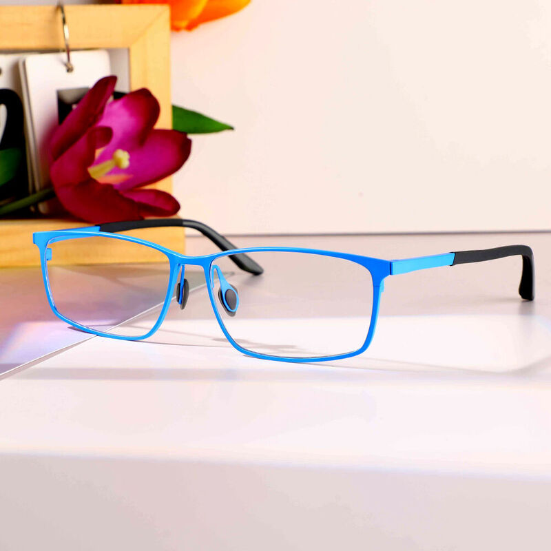 Katharine Rectangle Blue Glasses