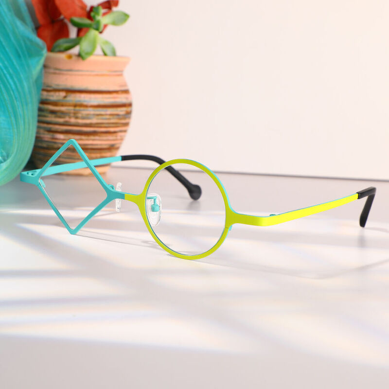 Violet Round Green Glasses