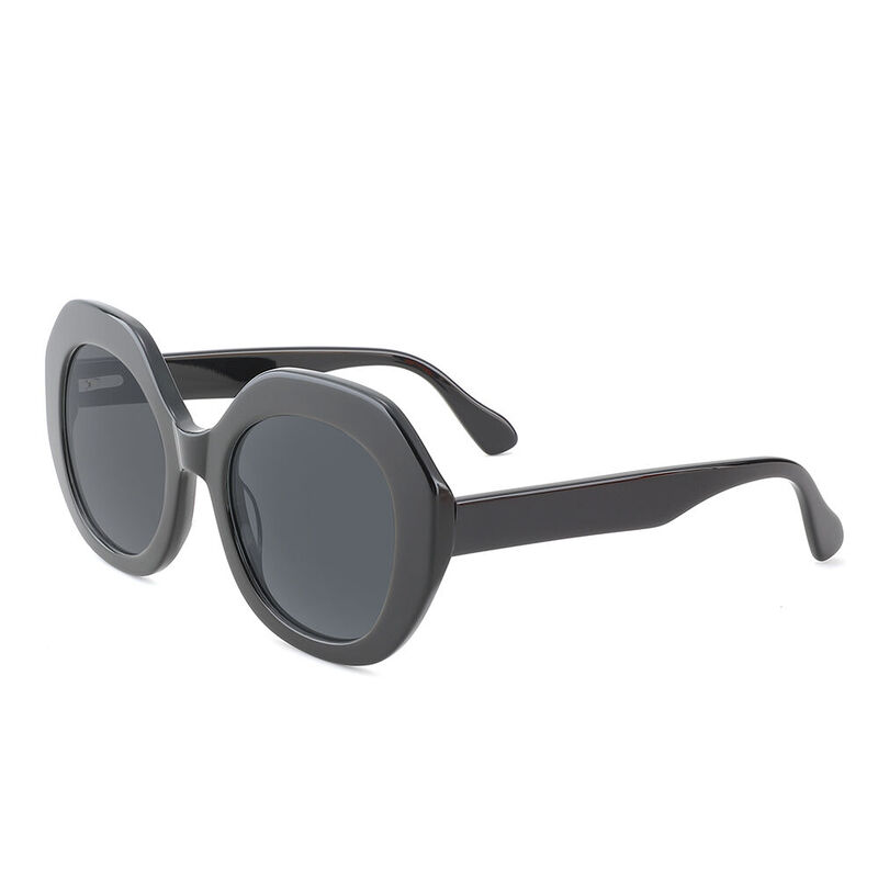 Seahigh Round Black Sunglasses