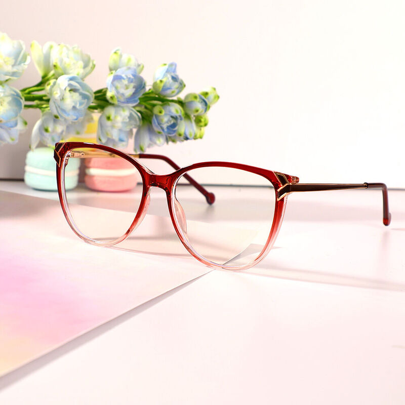 Eleano Cat Eye Red Glasses