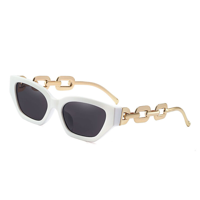 Stella Rectangle White Sunglasses