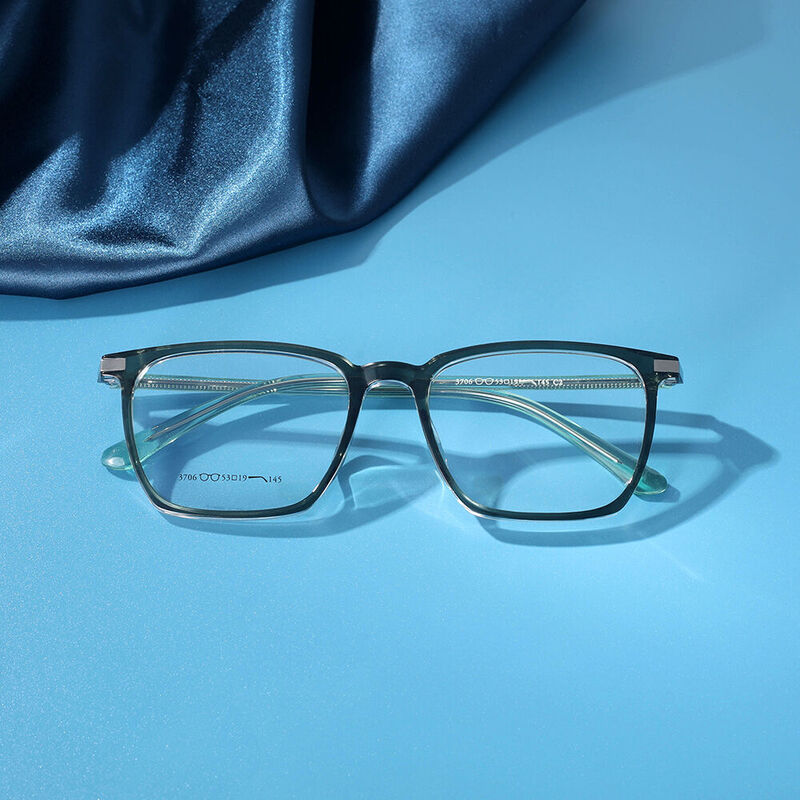 Rebus Square Transparent Green Glasses