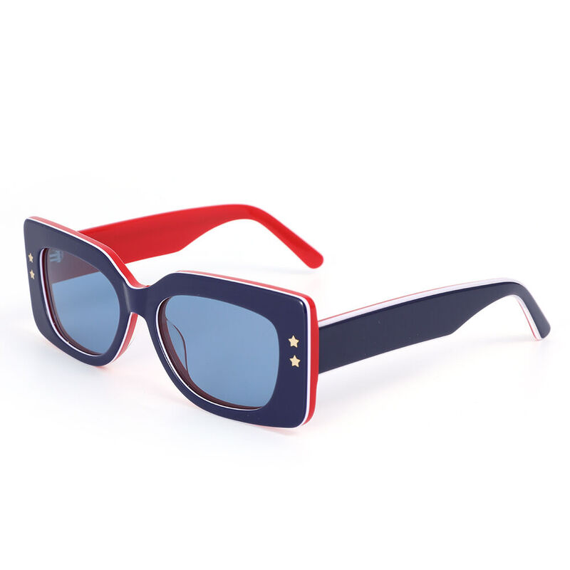 Boothy Rectangle Blue Sunglasses