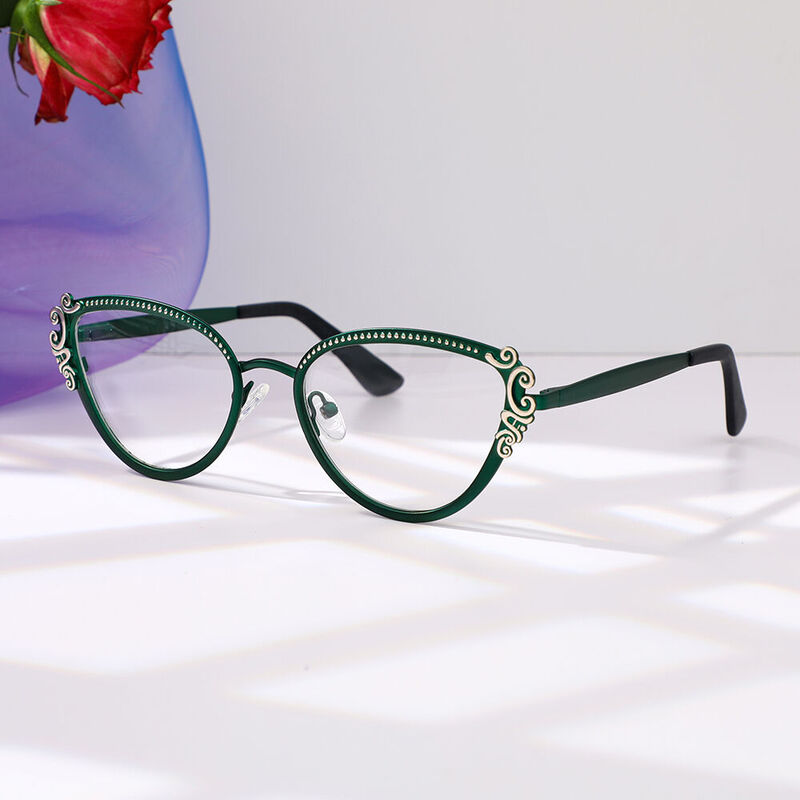 Strachey Cat Eye Green Glasses