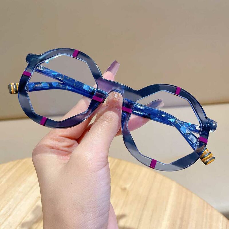 Andrew Geometric Blue Glasses