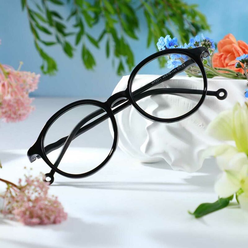 Abner Runde Schwarze Brille