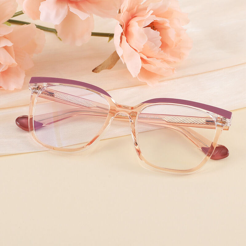 Daly Square Pink Clear Glasses