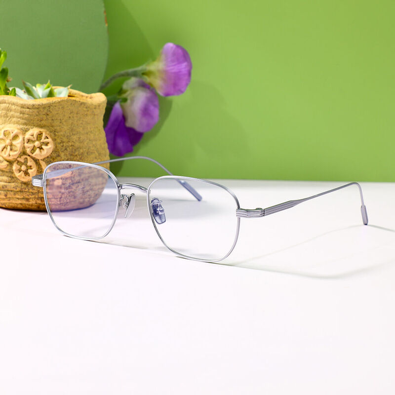 Omari Square Silver Glasses