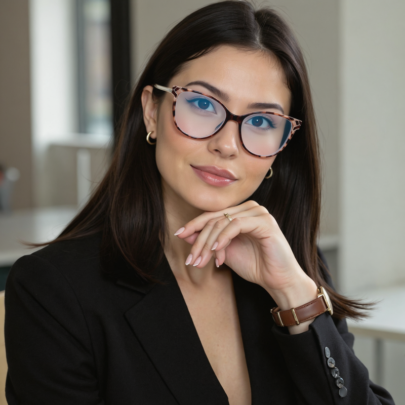 Eleano Cat Eye Leopardene Brille