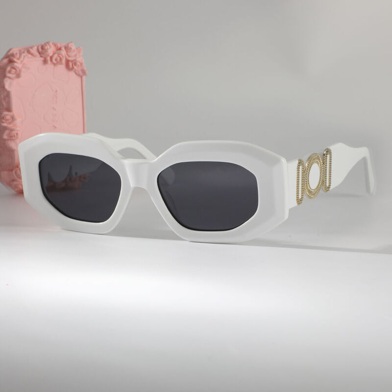 Giselle Geometric White Sunglasses