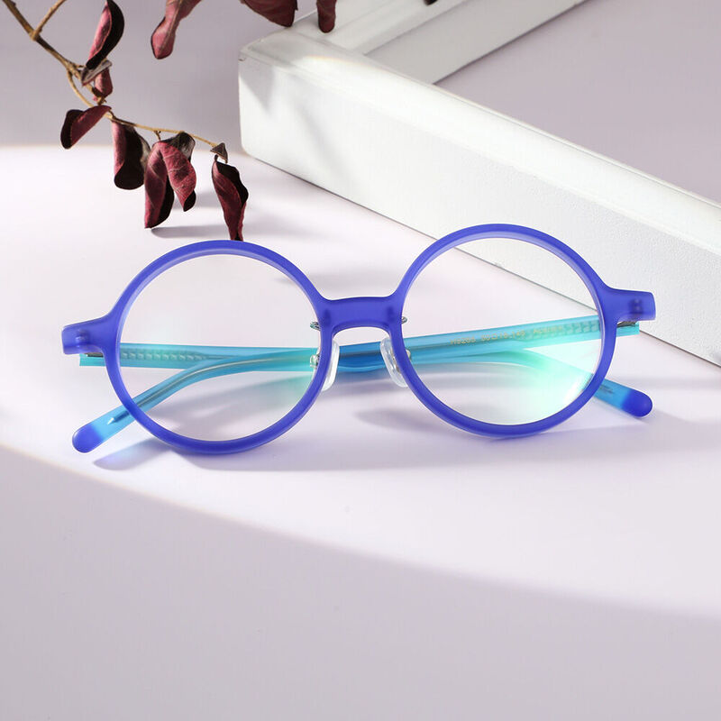 Casiano Round Blue Glasses