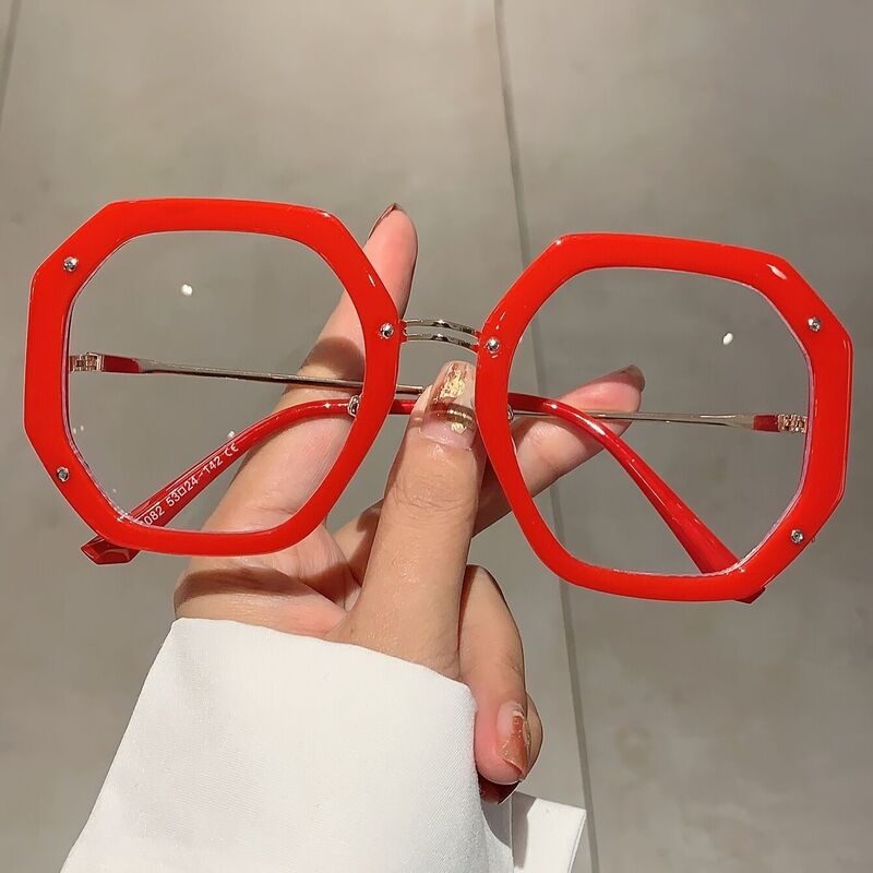 Megre Geometric Red Glasses