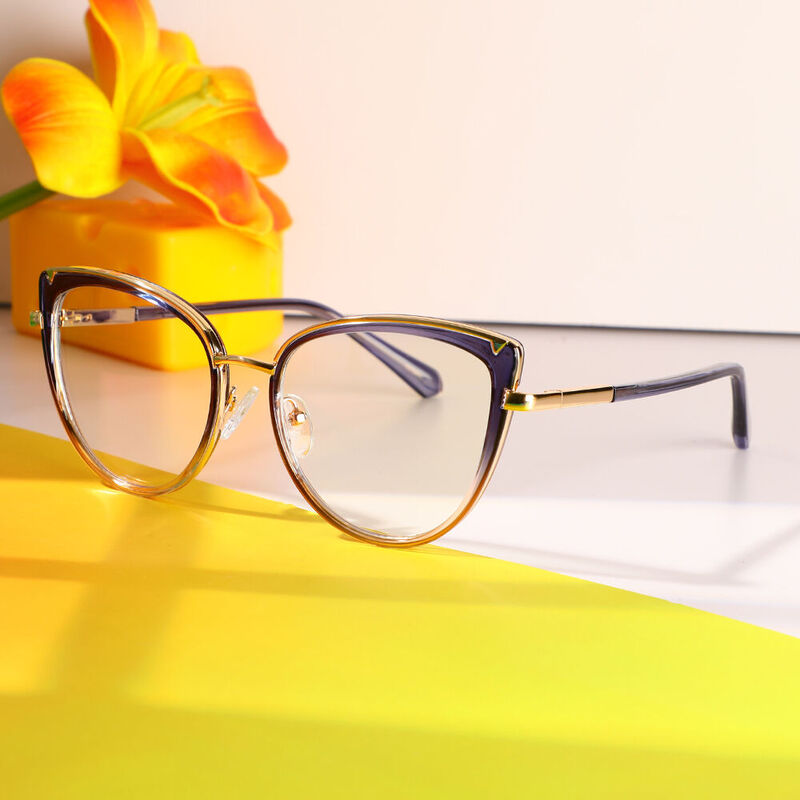 Joan Cat Eye Blue Glasses