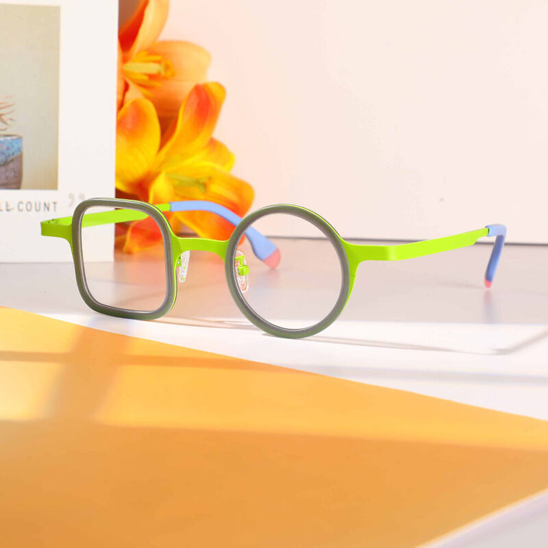 Jonson Square Round Green Glasses