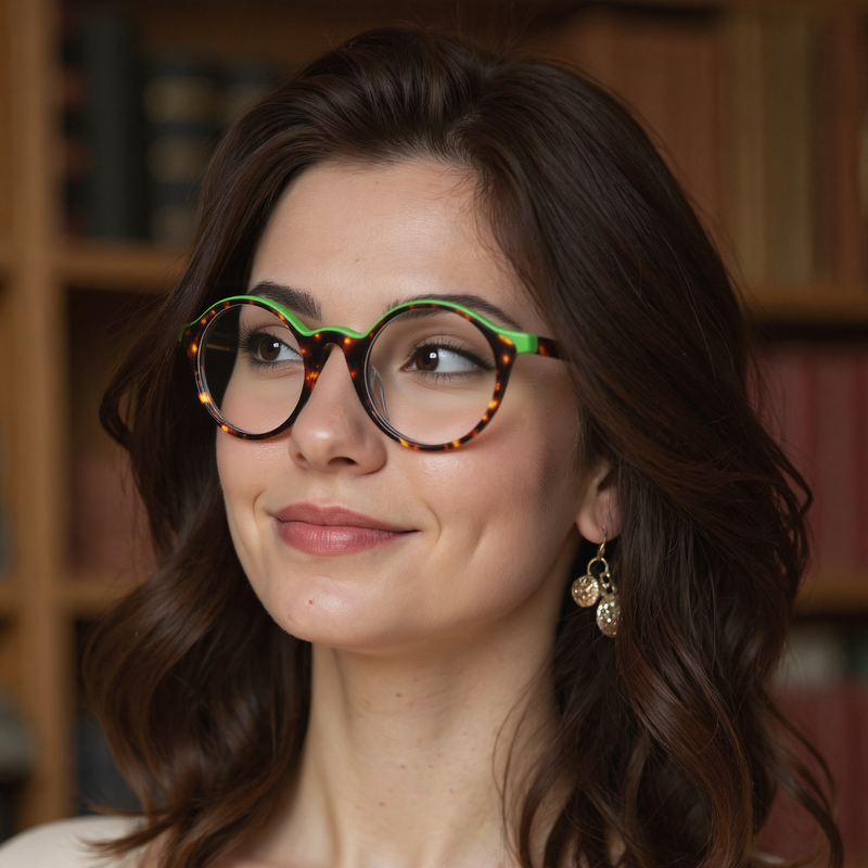 Cheryl Round Green Glasses