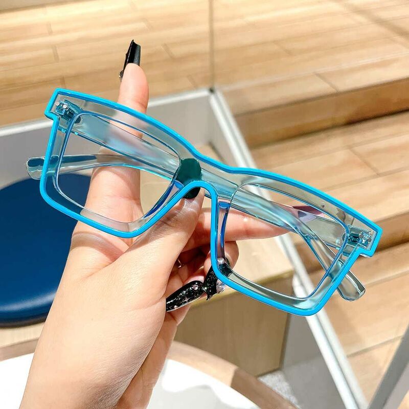 Bronte Quadratische Blaue Klare Brille