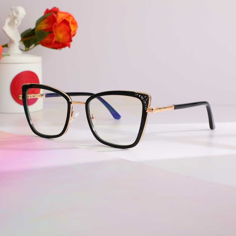 Viola Cat Eye Black Glasses