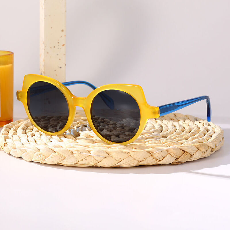 Honnie Cat Eye Yellow/Blue Sunglasses