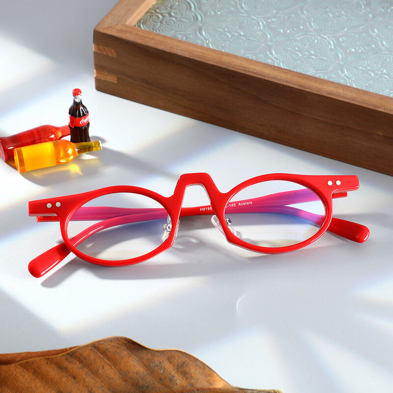 Conroy Oval Red Glasses