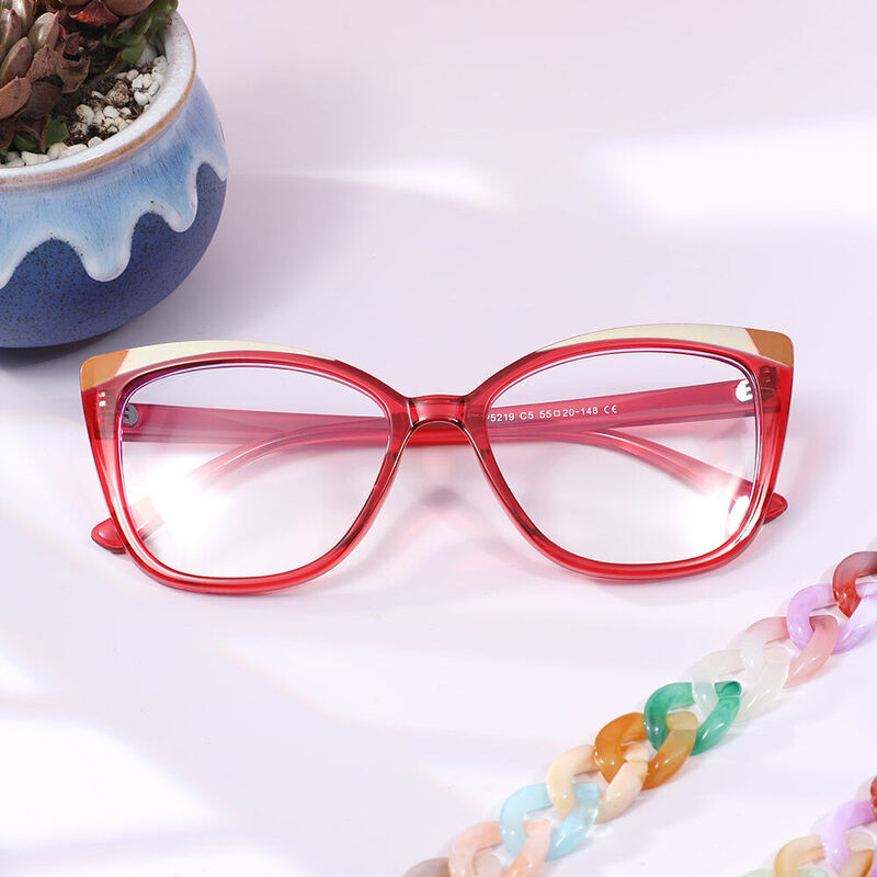 Olga Cat Eye Red Glasses